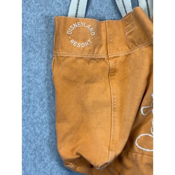 Disneyland Resort Mickey Mouse Canvas Tote Bag Orange Embroidered Large - Picture 4 of 10